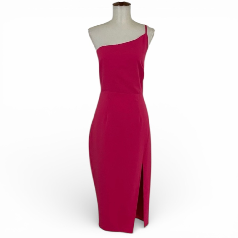 Lovers & Friends Lazo Dress Pink‎ One-Shoulder Sleeveless Midi Sheath